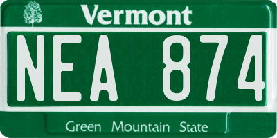 VT license plate NEA874