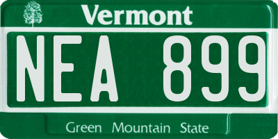 VT license plate NEA899