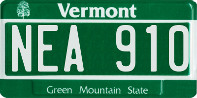VT license plate NEA910
