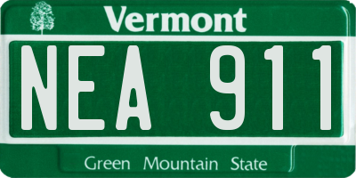 VT license plate NEA911