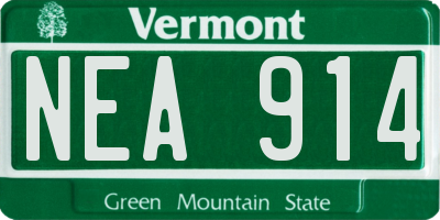 VT license plate NEA914