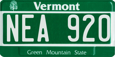 VT license plate NEA920