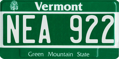 VT license plate NEA922