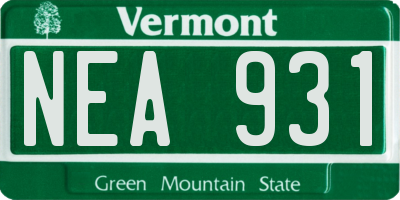 VT license plate NEA931