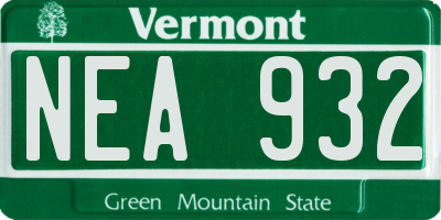 VT license plate NEA932