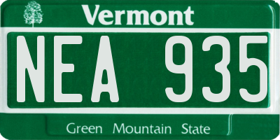 VT license plate NEA935