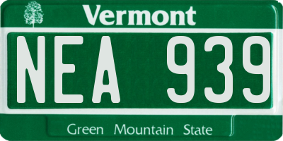 VT license plate NEA939