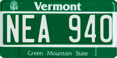 VT license plate NEA940