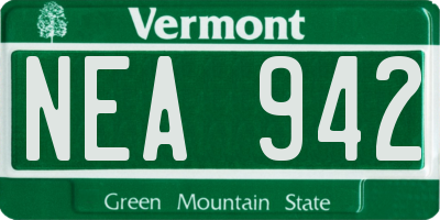 VT license plate NEA942