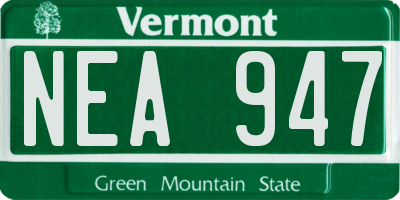 VT license plate NEA947