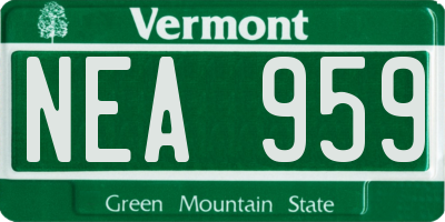 VT license plate NEA959