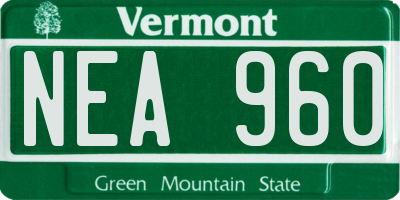 VT license plate NEA960