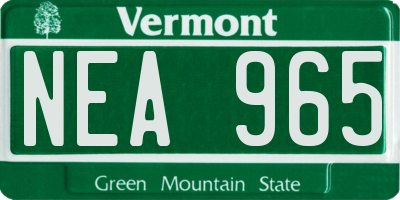 VT license plate NEA965