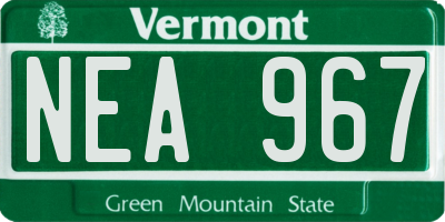 VT license plate NEA967