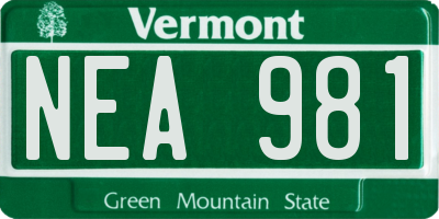 VT license plate NEA981