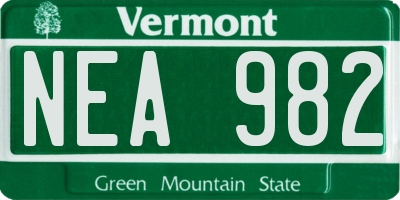 VT license plate NEA982