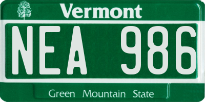 VT license plate NEA986