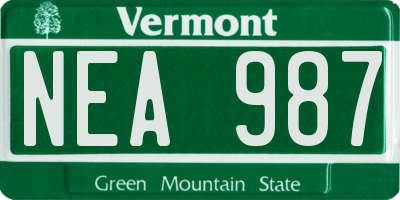 VT license plate NEA987
