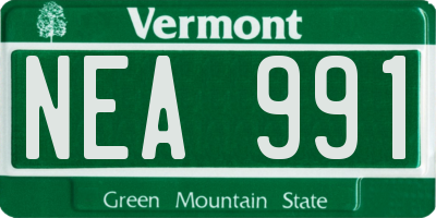 VT license plate NEA991