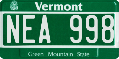 VT license plate NEA998
