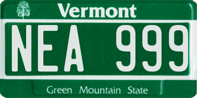 VT license plate NEA999