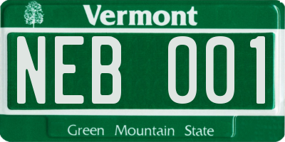 VT license plate NEB001