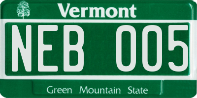 VT license plate NEB005