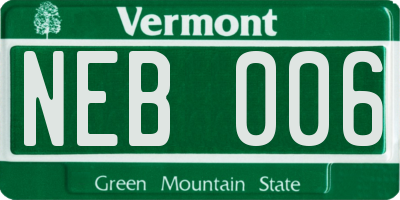 VT license plate NEB006