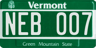 VT license plate NEB007