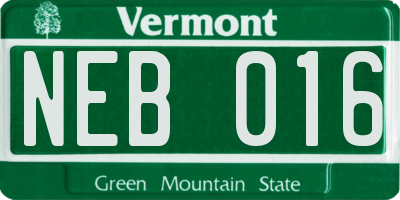 VT license plate NEB016