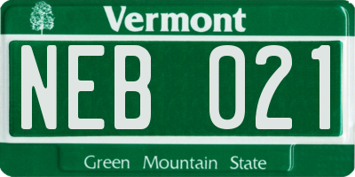 VT license plate NEB021