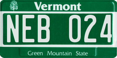VT license plate NEB024