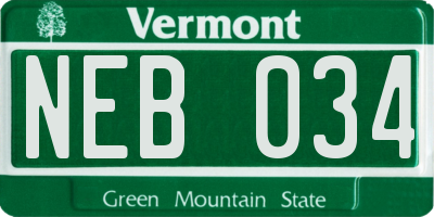 VT license plate NEB034