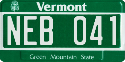 VT license plate NEB041