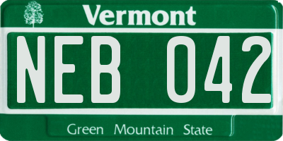 VT license plate NEB042