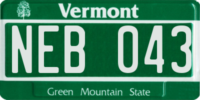 VT license plate NEB043