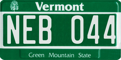 VT license plate NEB044