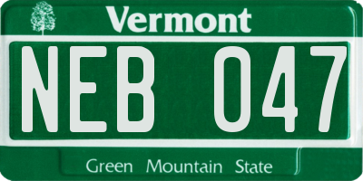 VT license plate NEB047