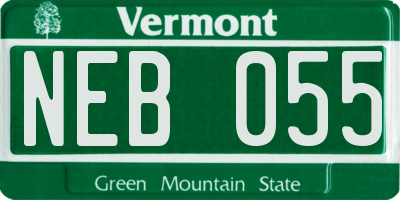 VT license plate NEB055