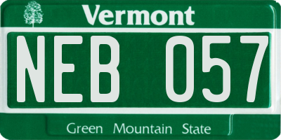 VT license plate NEB057