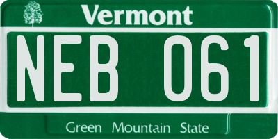 VT license plate NEB061