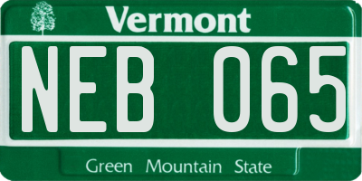 VT license plate NEB065