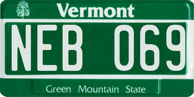 VT license plate NEB069