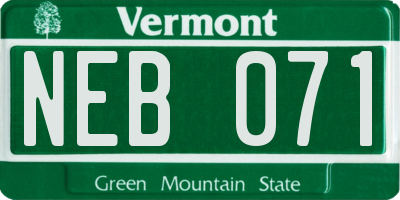 VT license plate NEB071