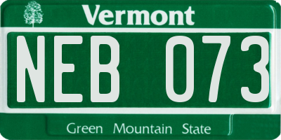VT license plate NEB073