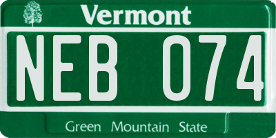 VT license plate NEB074