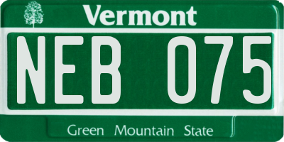 VT license plate NEB075