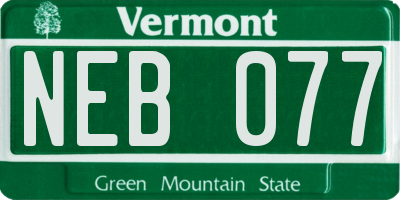 VT license plate NEB077