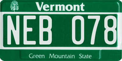 VT license plate NEB078