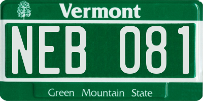 VT license plate NEB081